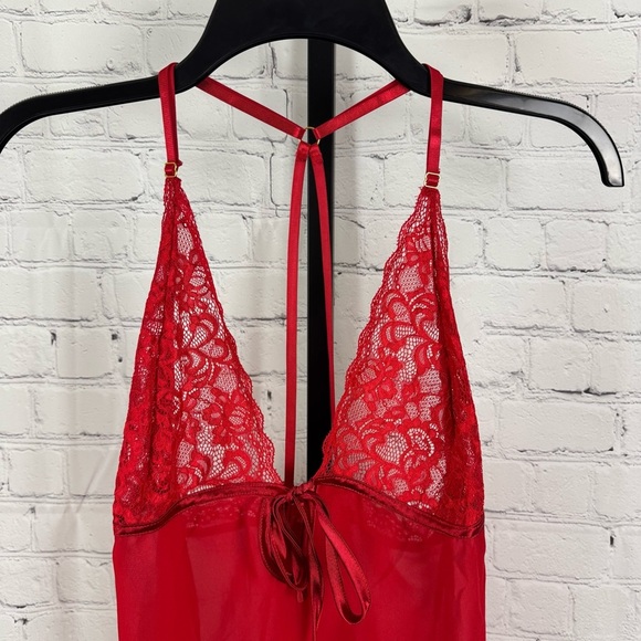 Fredrick’s of Hollywood Red Teddie Sheer Nightgown Size Large - Picture 2 of 6